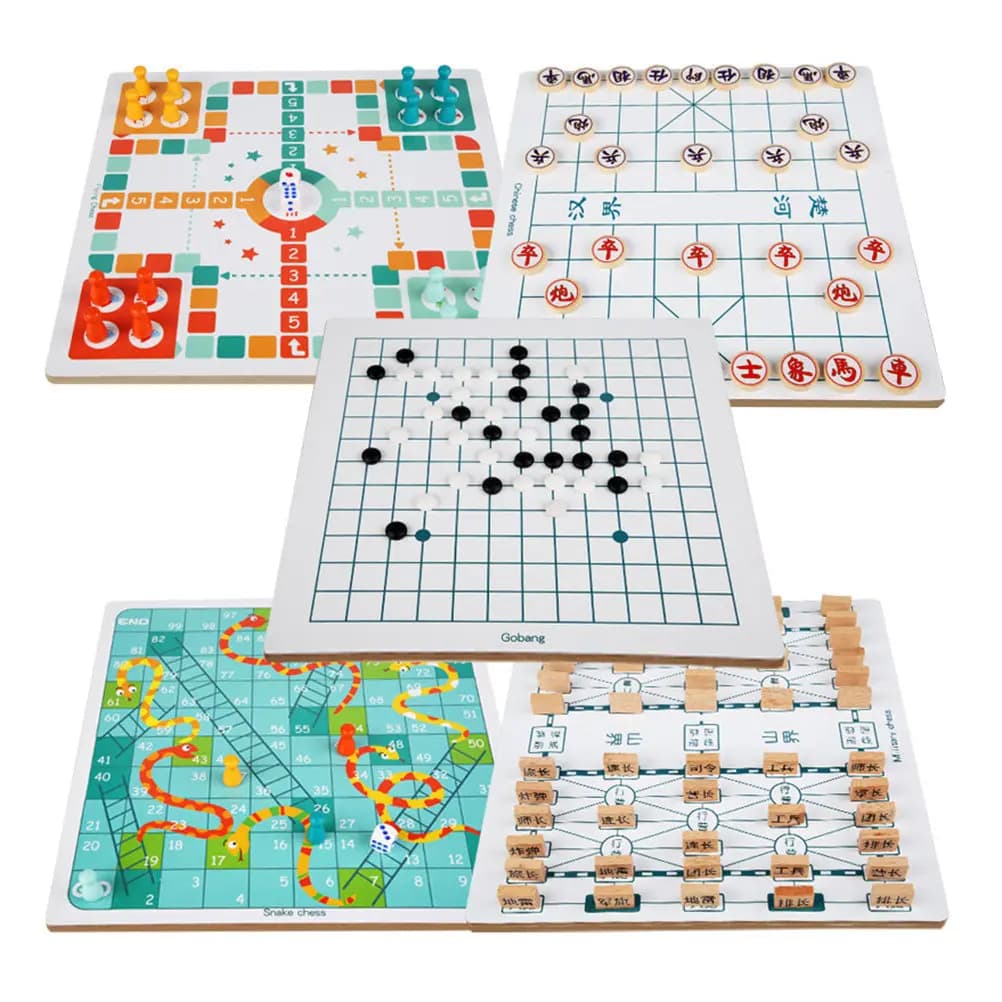 Set da gioco educativo per l'interazione familiare, scacchi volanti due in uno, gioco da tavolo a cinque in fila, versatile, colori assortiti