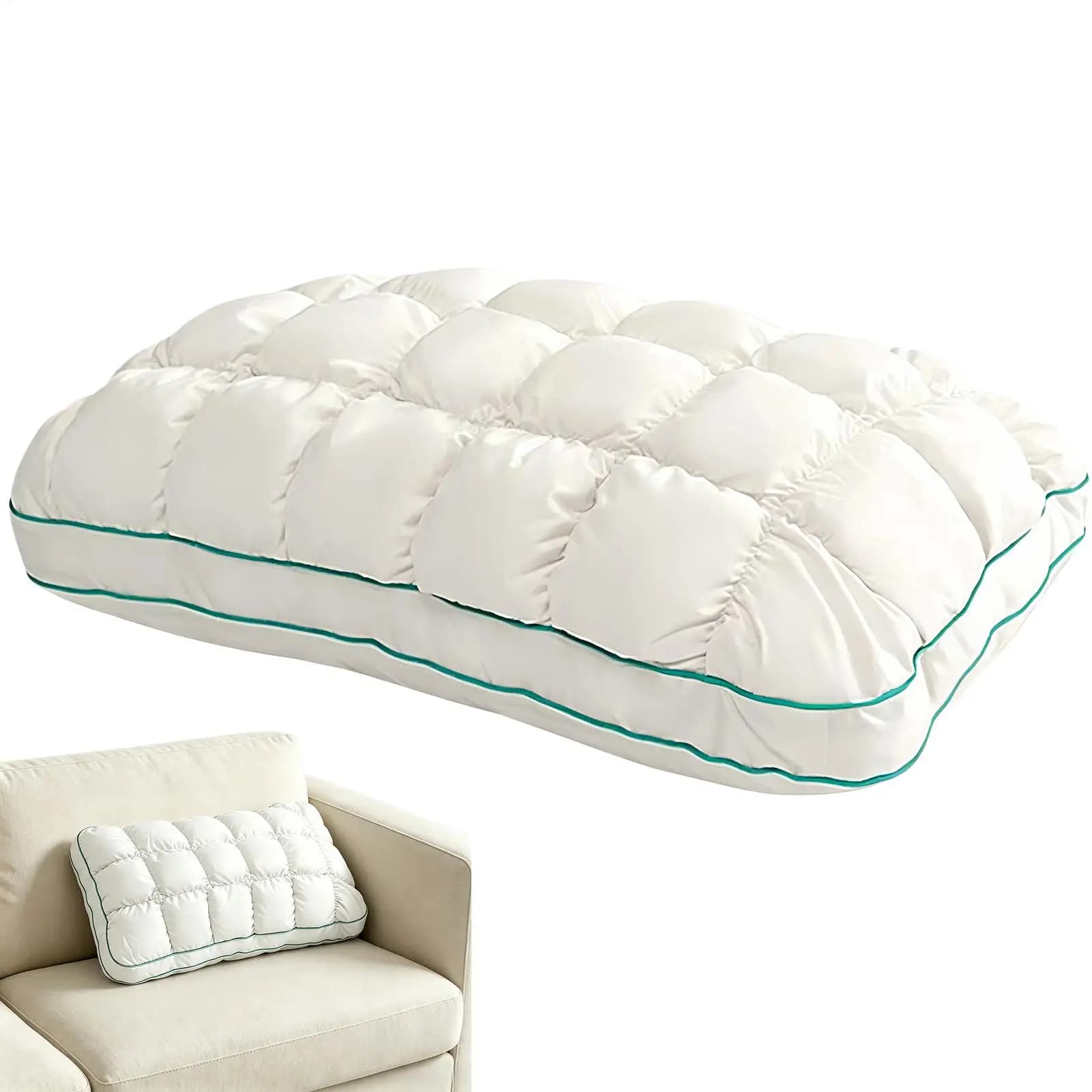 Puff Pillow Quilted Soft Cloud Microfiber Support Sleeping Soft Pillows For Back Neck Shoulder Body Arm Belly Travel Hospital