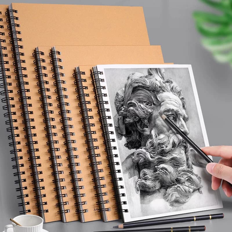 16k/A4/8k Sketchbook,Double Coil,Kraft Paper Cover Croquis Book,40 Sheets/Book,Thickened Base Plate,Art Drawing Book Supplies
