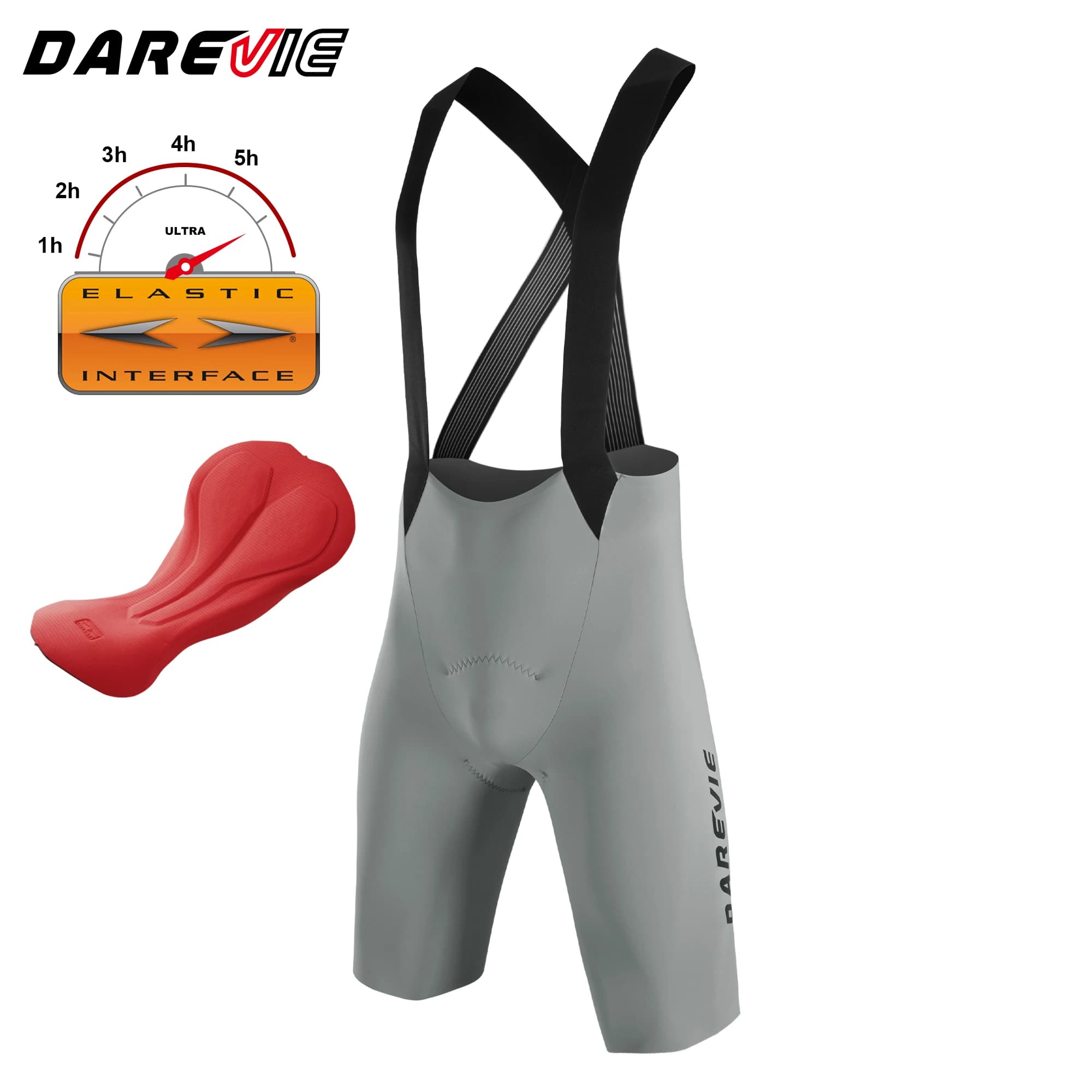 DAREVIE Cycling Shorts with Bretelle Seamless 5.0 Italy ELASTIC-INTERFACE Pads Men's Anti-UV Towel Fast
