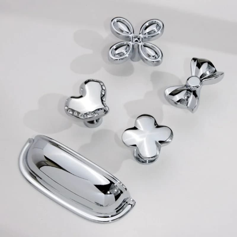 Maniglie per Armadi e Cassetti in Cromo Solido, Accessori da Cucina, Pomelli Europei Argento per Mobili