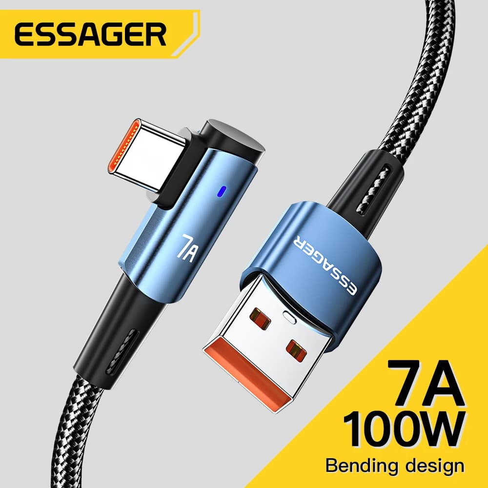 Essager 7A cavo USB tipo C angolato per OPPO 100W cavo di ricarica rapida per Honor Huawei P40 Oneplus Realme USB-C cavo dati caricatore