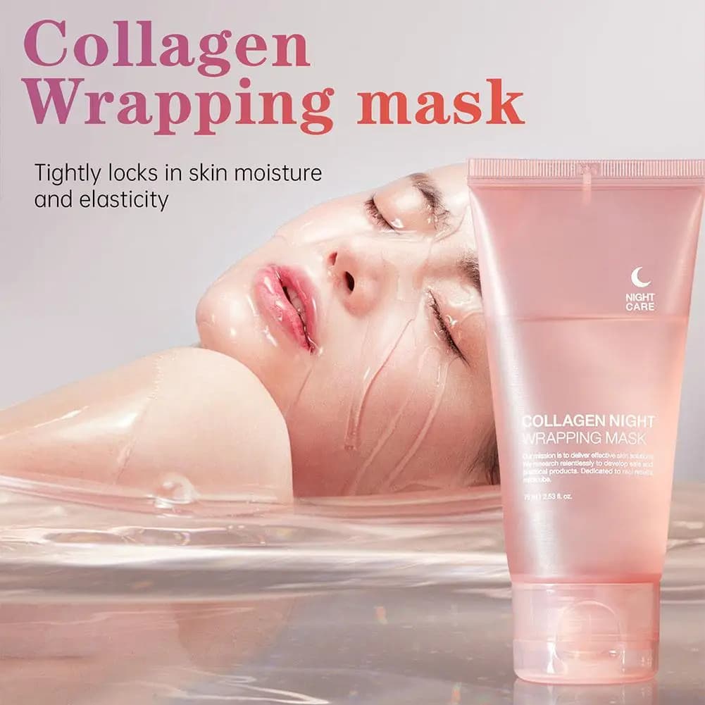Night mask with hydrolyzed collagen Peel-Off Face treatment for hydration Razor Elasticity Boost with brightening effect