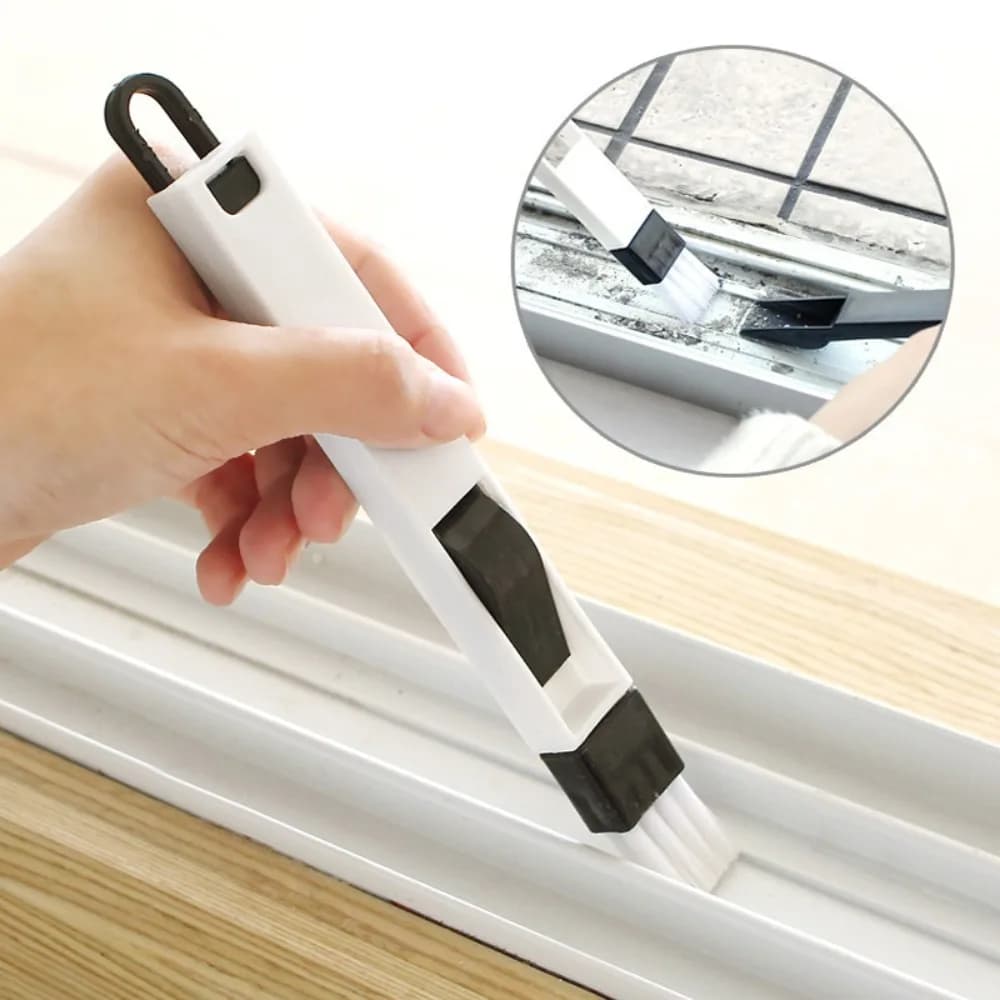 Spazzola Multiuso per Pulizia Fessure di Porte e Finestre con Paletta, Pulitore per Scanalature di Cucina e Bagno, Strumento per Pulizia Scrivania