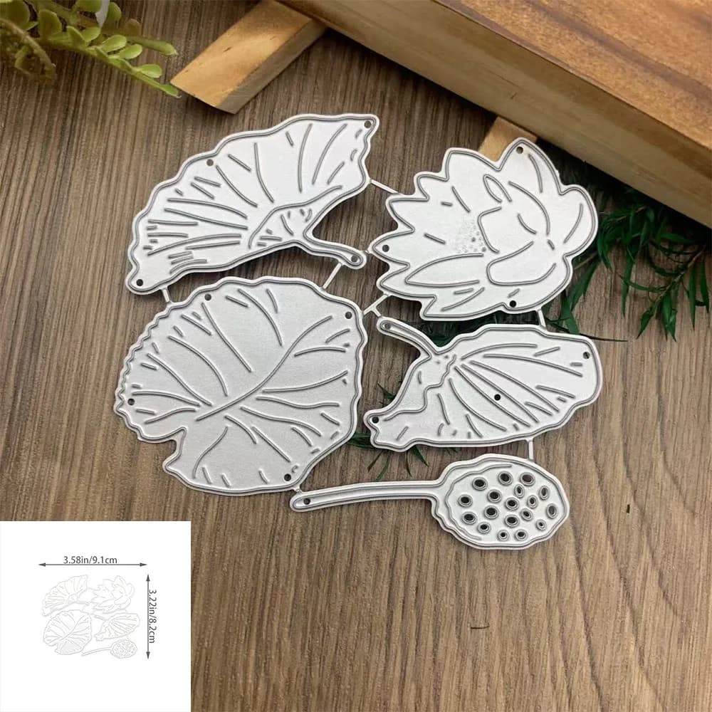 Classical Style Lotus Flower Leaf Seed Pod Metal Cutting Dies for DIY Scrapbooking Photo Album Decorative Embossing Paper Card