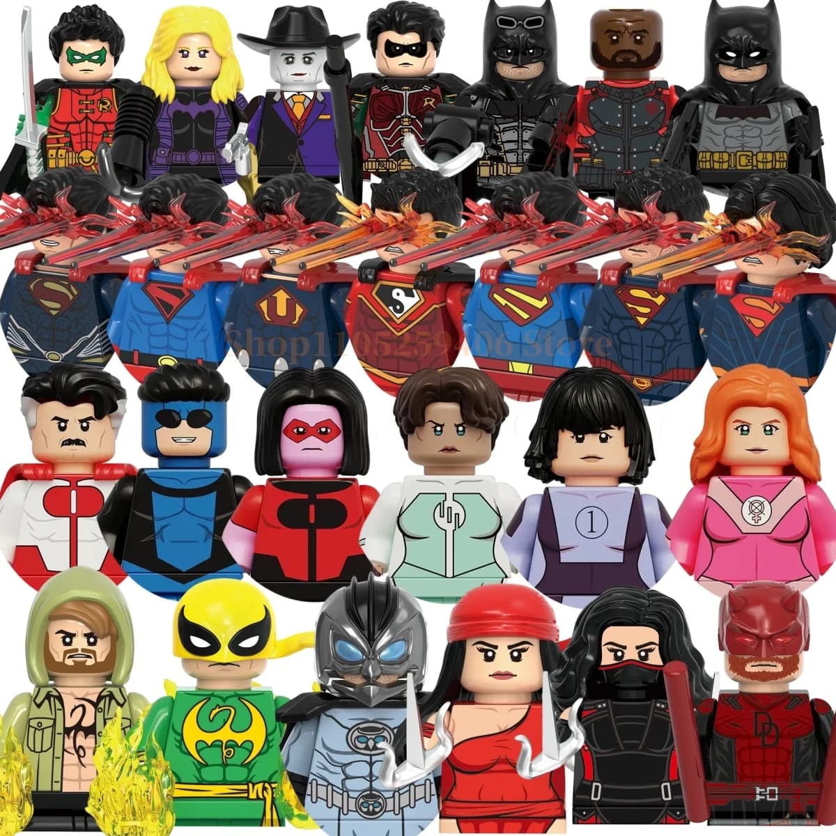 Nuova edizione limitata di giocattoli a blocchi, personaggi DC Marvel, The Batman, Daredevil, Elektra, blocchi da costruzione, regali da collezione.