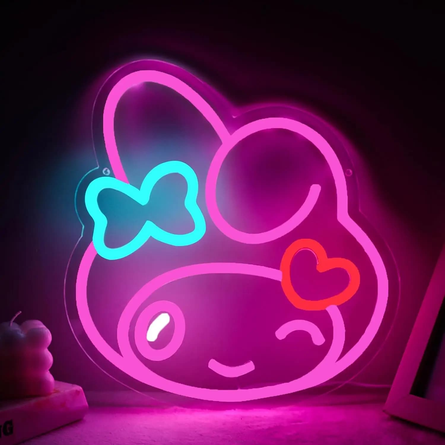 Insegna al Neon Sanrio Melody, Cartone Animato Kawaii, Insegna LED USB Dimmerabile per Camera da Letto delle Ragazze, Decorazione Murale, Festa, Regalo di Compleanno