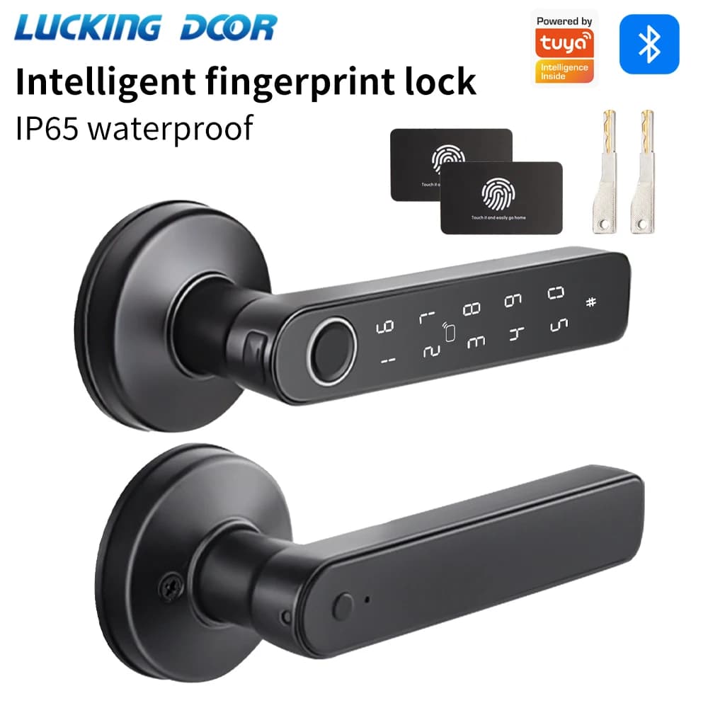 Tuya Bluetooth Smart Fingerprint Door Lock Manopola Serratura elettronica digitale con password/chiave/scheda IC/APP Tuya Sblocco impermeabile Q50