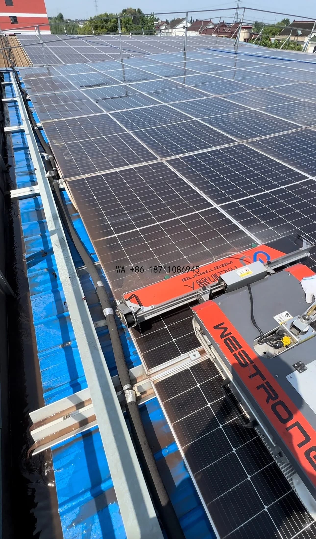 Cleaning Robot for Solar Panels, New Robot with High Cleaning Brushes Efficiency of Photovoltaic Panels