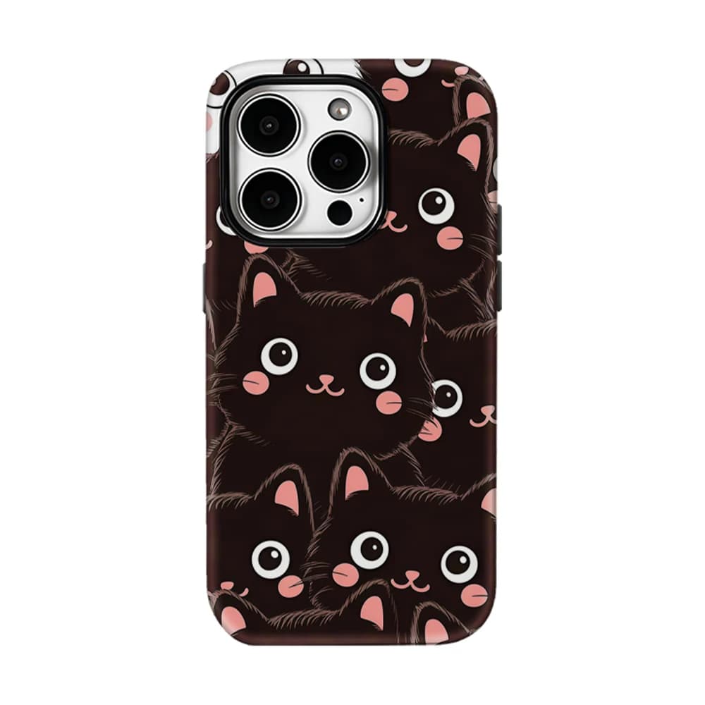 Custodia per telefono a forma di gatto per iPhone 17 16 15 14 13 Pro Max Plus, custodia magnetica robusta a strato singolo/doppio