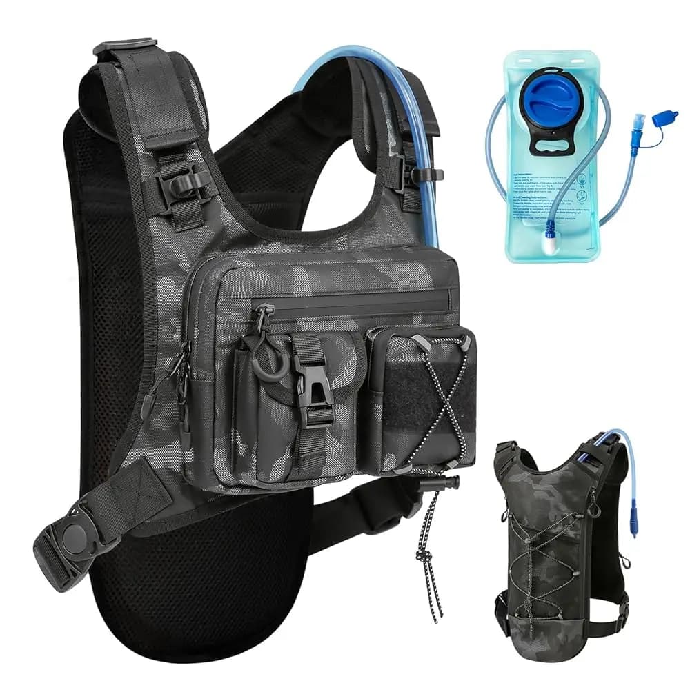 Zaino Idratazione per Corsa, Borsa da Petto Leggera con Sacca d'Acqua da 2.0L, Daypack per Escursionismo