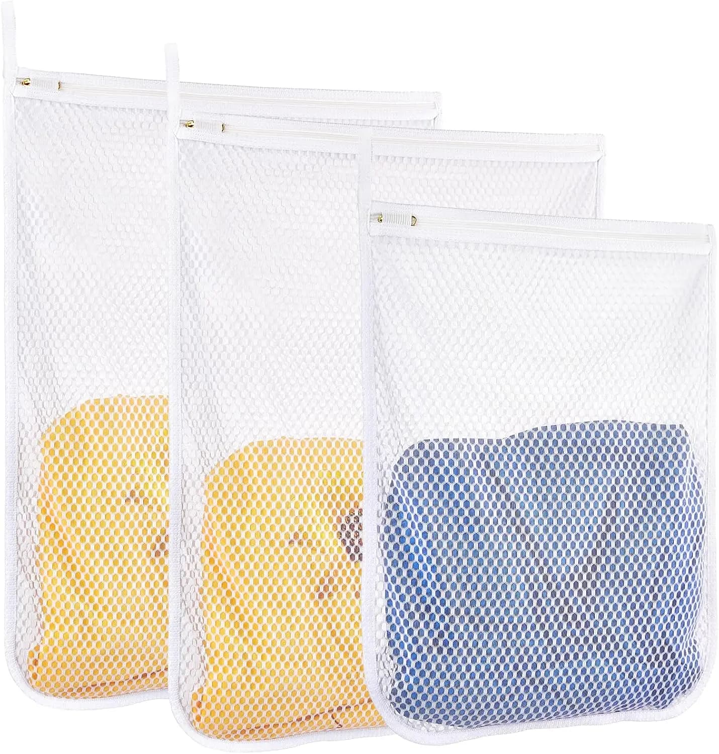 3 Pack Honeycomb Mesh Laundry Bags for Delicates 16x19 Inch (2 Large) 12x15 Inch (1 Medium)