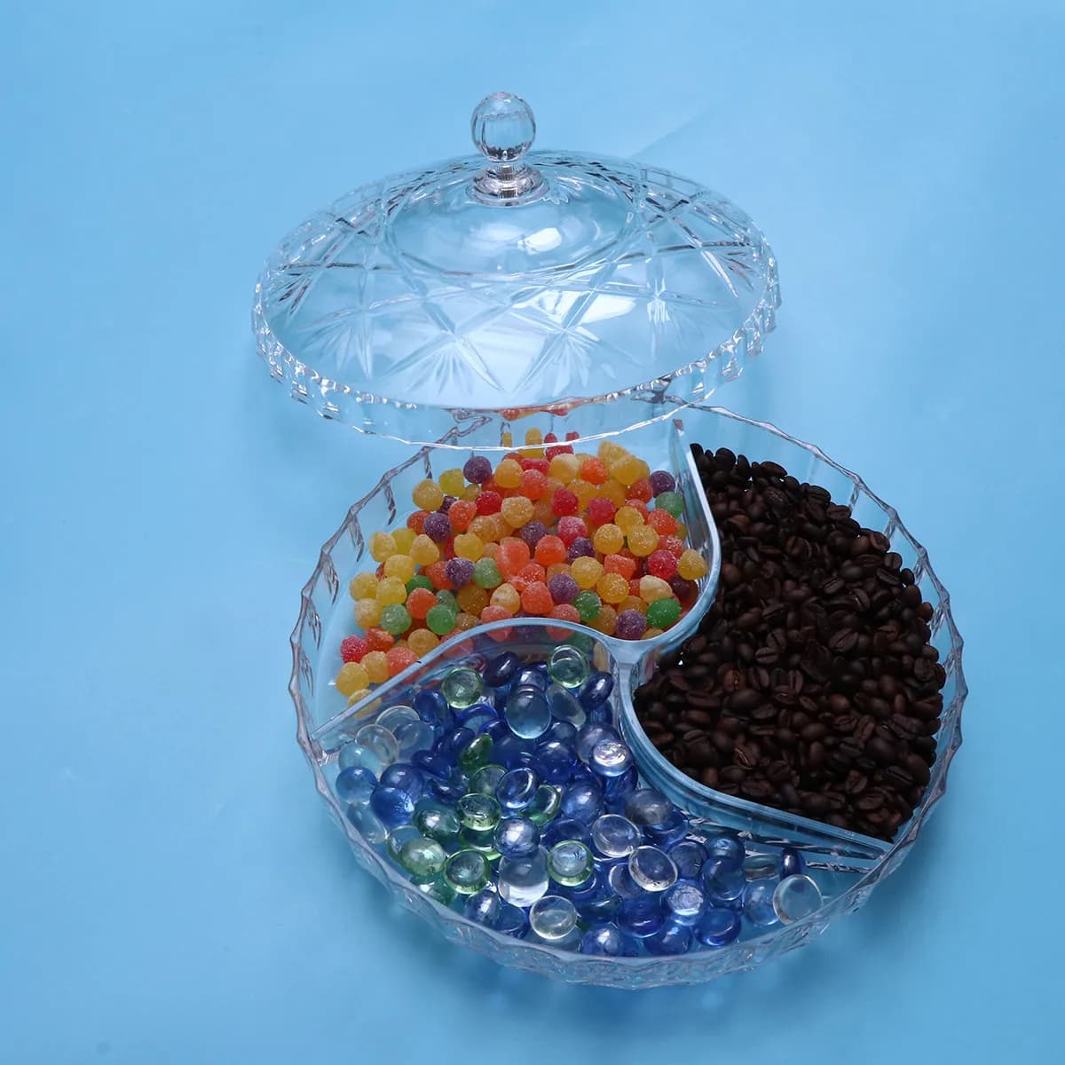 Dried Fruit Plate Modern Acrylic Transparent Tray 25x25x15cm Lid Fruit Candy Snack Serving Tray for Indoor Outdoor Entertainment
