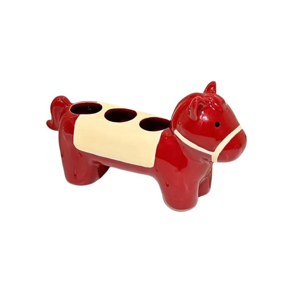 Electric Ceramic Horse Shape Brush Holder, Space Saving, Waterproof, Decorative with 3 Holes