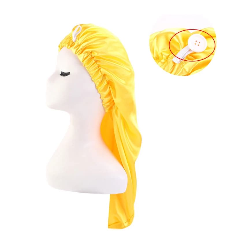 Women Elastic Satin Sleep Cap Adjustable Long Tube Bonnet Hair Care Wrap Headcover For Dreadlock Braids