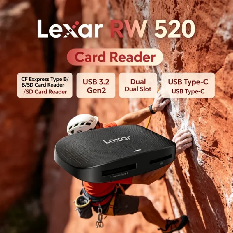 Lexar RW520 Memory Card Reader CFexpress Type B SD Card Reader USB 3.2 Gen 2 High Speed 8K RAW for Photo Transfer