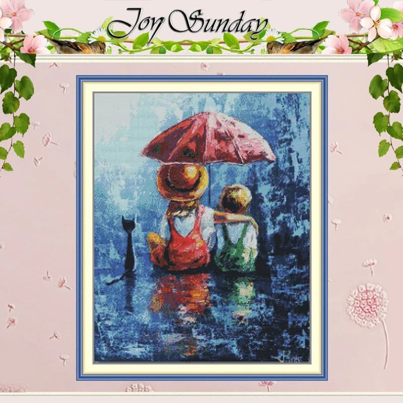 Rainy Day Buddies Patterns Counted Cross Stitch Set DIY 11CT 14CT 16CT HD Stamped DMC Cross-stitch Kit Embroidery Needlework