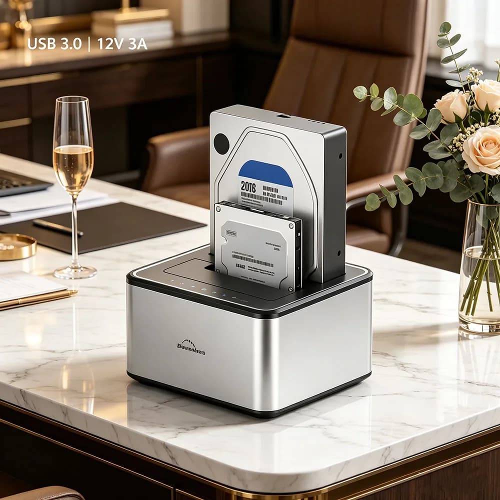 Duplicatore Clone Offline a Doppia Baia, Docking Station Professionale SATA a USB 3.0 per Dischi HDD e SSD da 2.5 e 3.5 Pollici