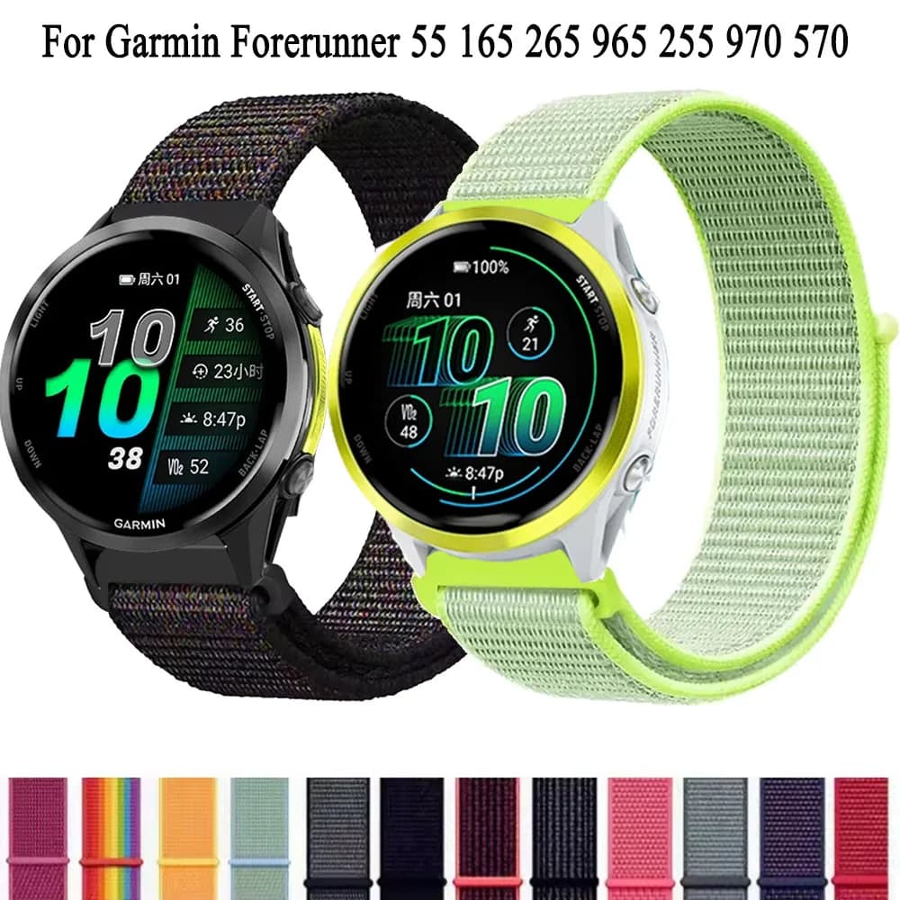 Cinturino in nylon da 20mm 22mm per Garmin Forerunner 970 570 55 158 165 265 965 745 255/Active 6 5/Vivoactive 6/Venu 3/2 Bracciale