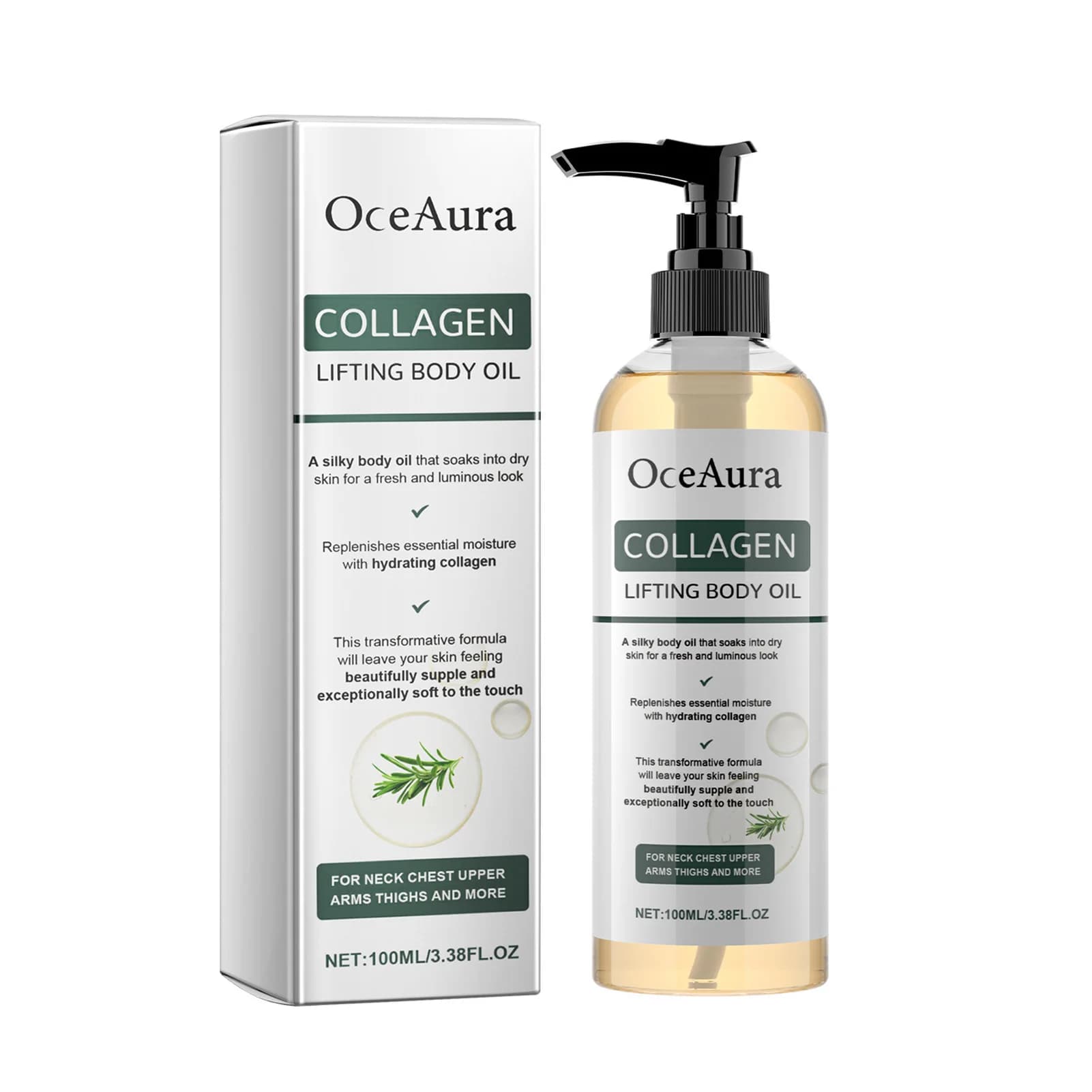 Oil Body Collagen 100ml with Hydrating Formula for Collo, Petto, Braccia e Cosce, Texture Setosa per una Pelle Fresca e Luminosa