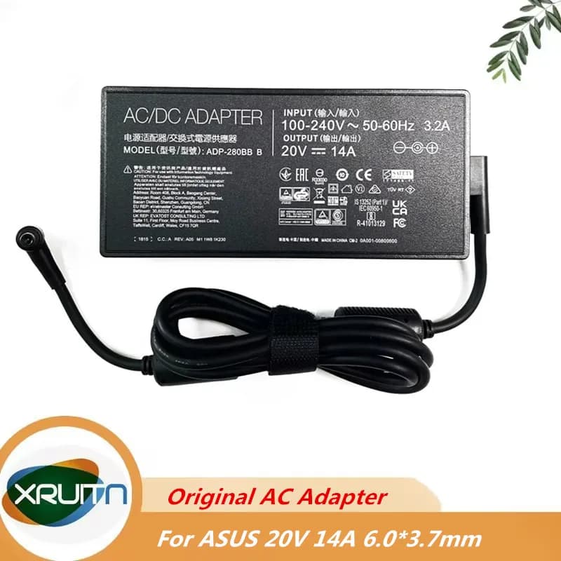 Caricatore adattatore CA per laptop 20V 14A 6.0mm * 3.7mm per ASUS ROG Zephyrus M16 RTX 4090 GU604VY GU604VZ GU604VI GU604V GU604