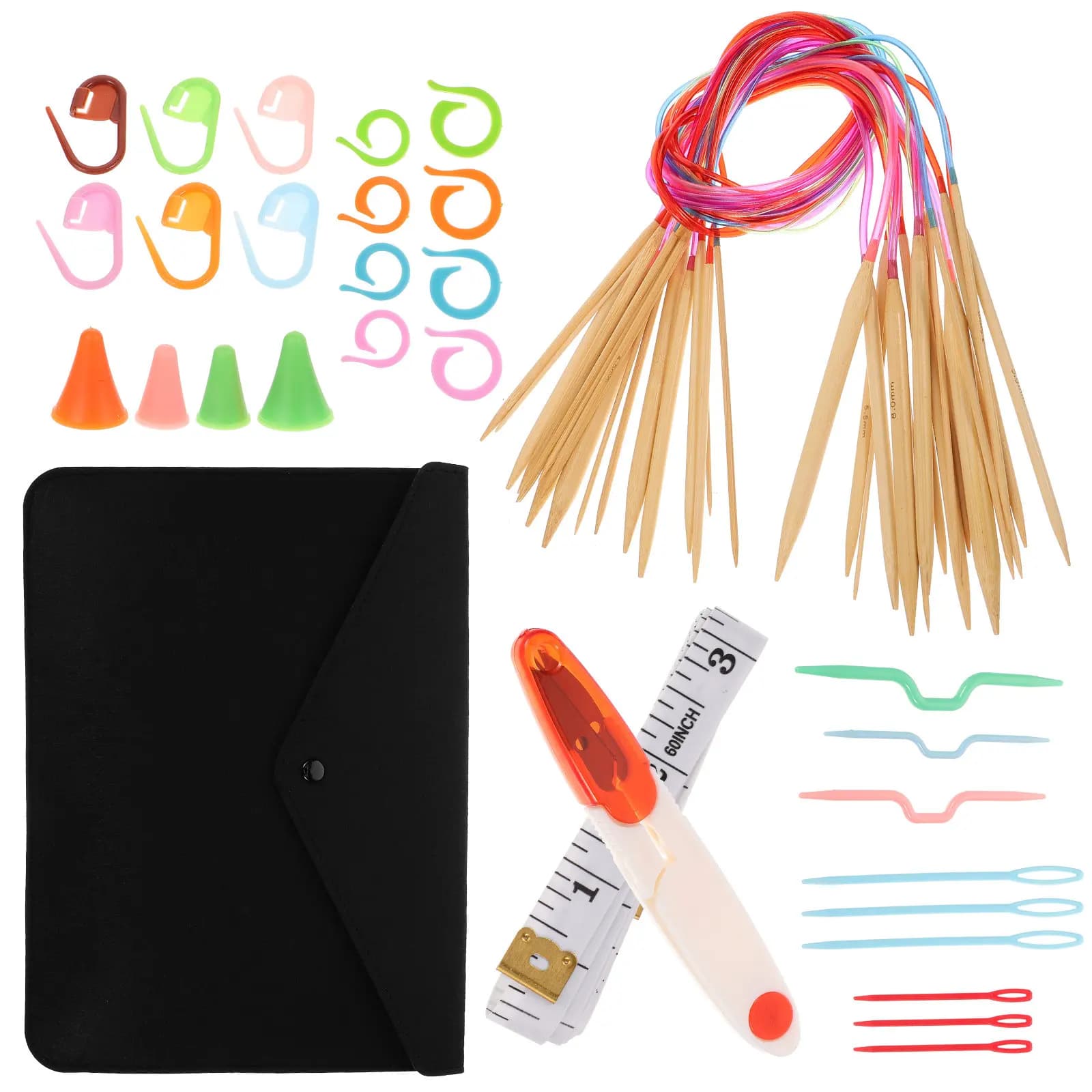 1Set Portable Crochet Hooks Kit Highly Smooth Yarn Braiding Tools for DIY Sweater Making Crocheted Fabrics Hats Towels Crafts