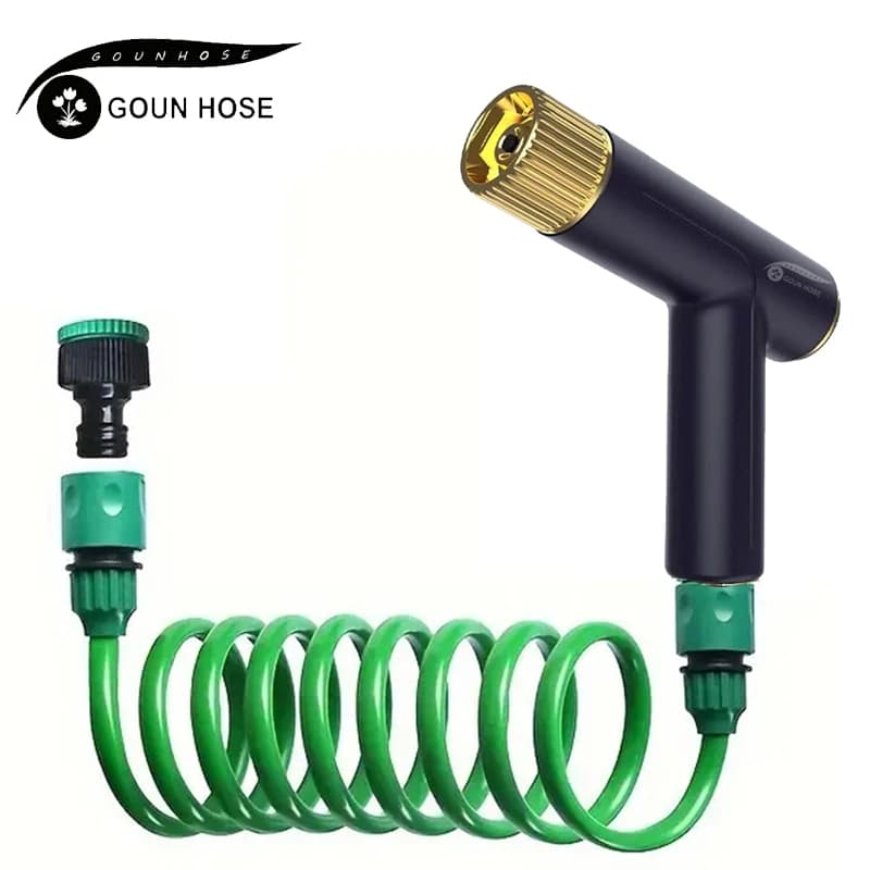 Garden irrigation pipe with multifunctional water guns set for car washing, flexible and extendable EVA pipe, suitable for meadow irrigation