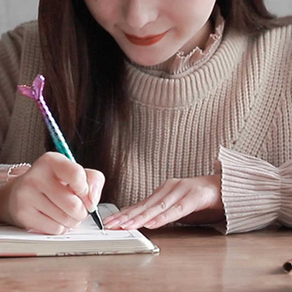 6 penne gel delicate con design a coda di sirena, scrittura fluida, senza perdite, per ufficio, scuola, casa, articoli di scrittura portatili