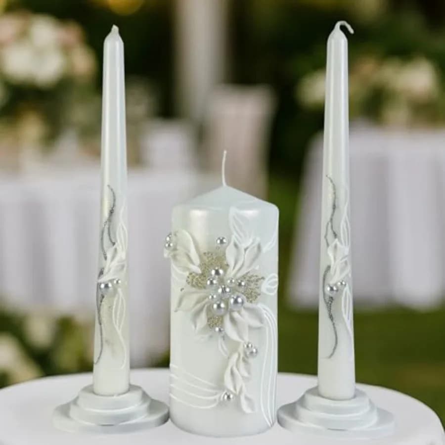 Set di Candele Unity - Candele per Cerimonia e Ricevimento di Nozze, 6 Pollici a Pilastro e Due da 10 Pollici a Cono, Lunga Durata, per Matrimonio