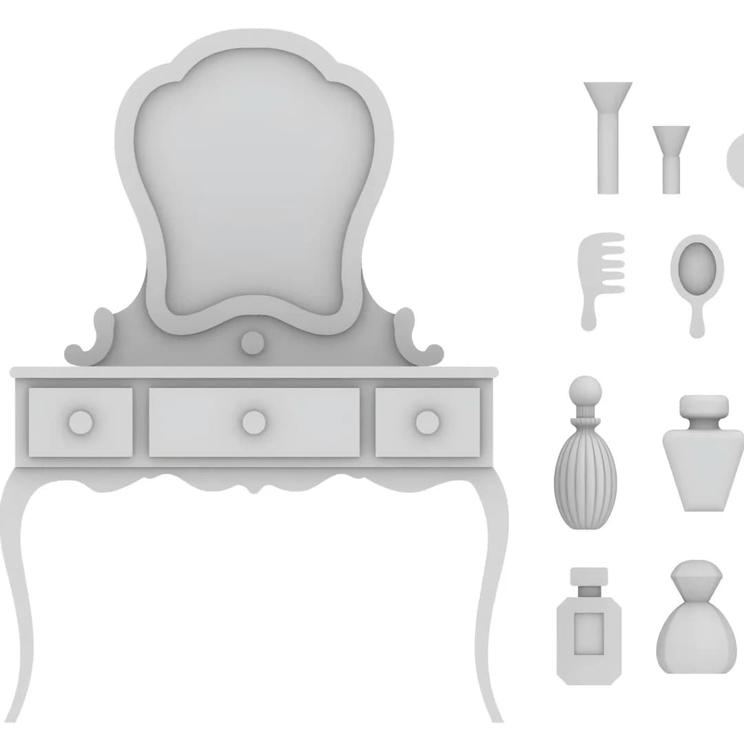 Stampo in silicone per resina a forma di toeletta con accessori, stampo in resina liquida per accessori, stampo in silicone per portachiavi in resina, stampo in resina