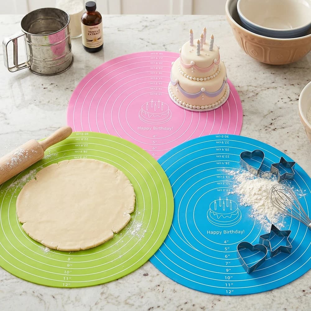 30cm round silicone cake pad baking pad reusable biscuit turntable pad pastry baking pad suitable for pizza tray rolling surface