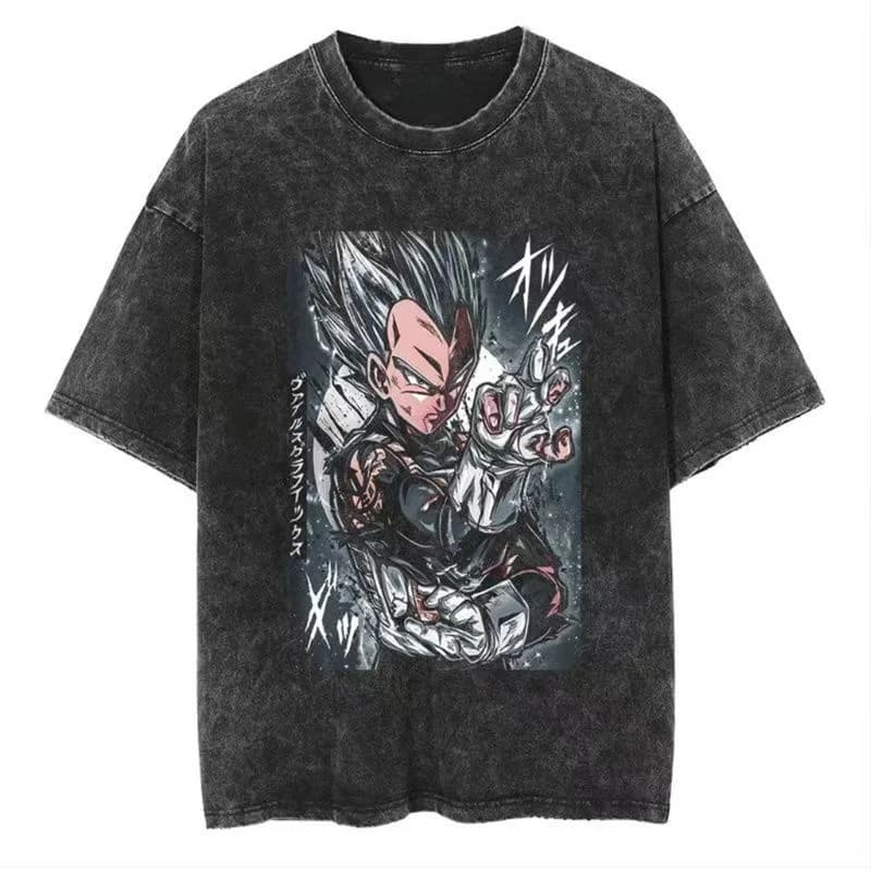 2026 Summer Dragon Ball Super Retro Men Washed Cotton Oversize Super Comfortable summer washed T-shirt, loose fit