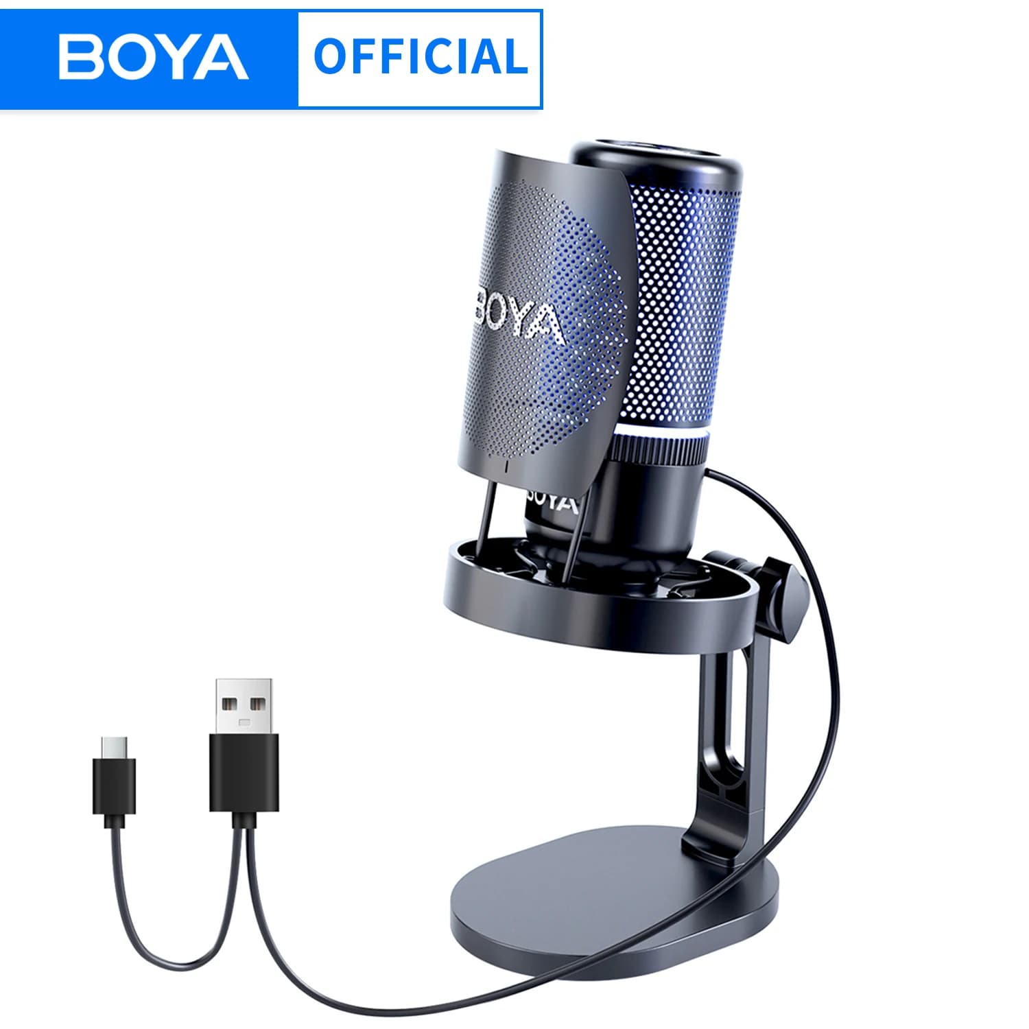 Microfono da Gaming USB BOYA K3 K9 con Cancellazione del Rumore/RGB/Gain per YouTube, Podcasting e Streaming Live su PC/PS4,5/Mac/Smartphone