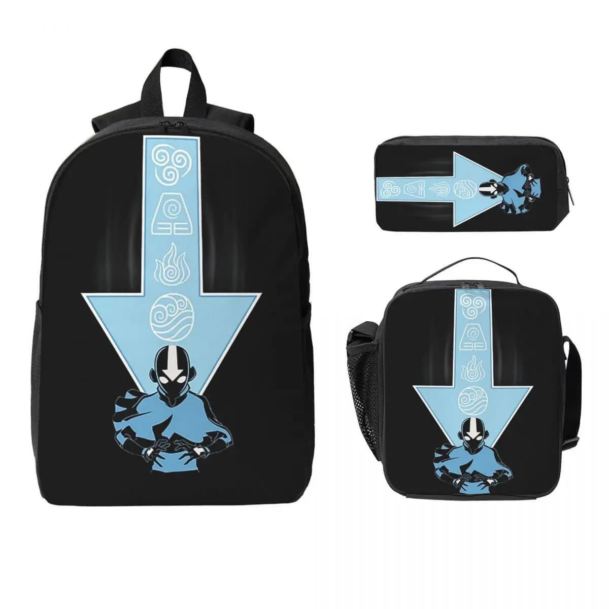 Avatar Aang Arrow Zaino Studente Ragazzi Ragazze BookBag Borsa da scuola Borse a tracolla per laptop Borsa da pranzo isolata 3ps Astuccio