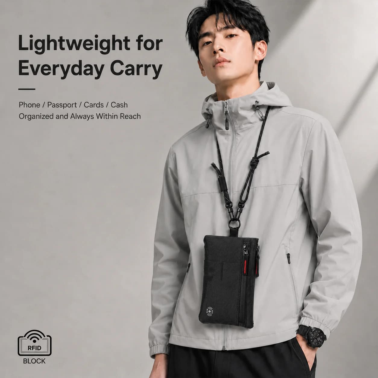 Upgraded Travel Wallet, RFID Blocking Credit Card Holder, Wrist Organizer Bag for Men Women,Cluth Hand Bag with Shoulder Strap