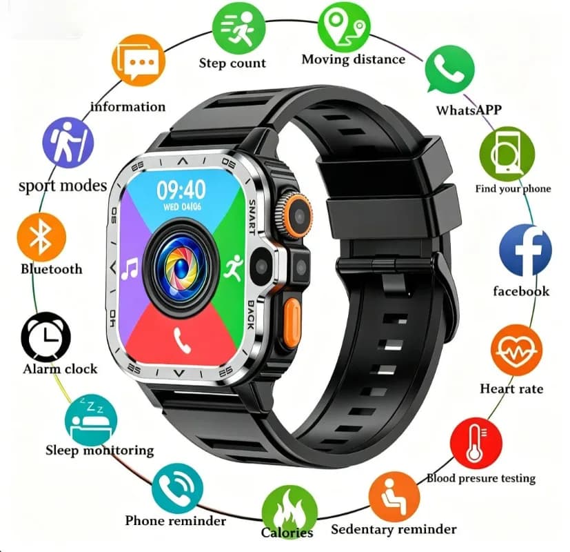 New 4G All-Netcom PGD Smart Watch with SIM Card Slot, Outdoor Sports Watch, Bluetooth Calling, GPS Positioning & Dual HD Cameras
