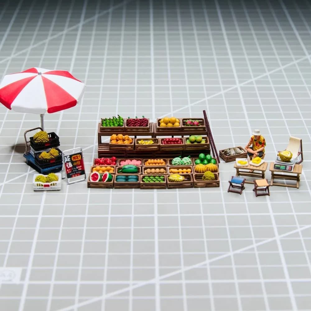 Kicarmod 1/64 Kit modello supporto per frutta - Scena in miniatura in resina stampata in 3D ad alta precisione per modello di auto Diorama regalo da collezione