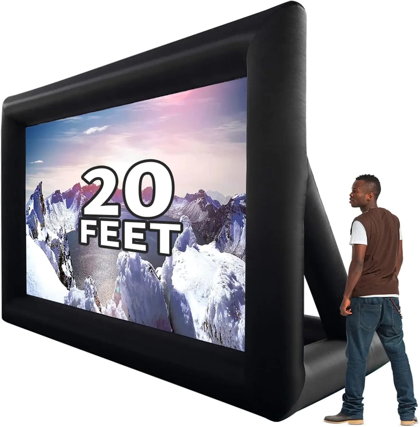 Schermo Gonfiabile per Proiettore da 20 Piedi, Portatile per Film all'Aperto, Proiezione Frontale e Posteriore con Ventilatore e Accessori
