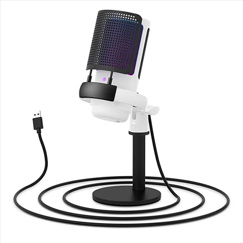 ABUO-Microfono da gioco, microfono USB per PC con controllo RGB, tocco muto, manopola di guadagno