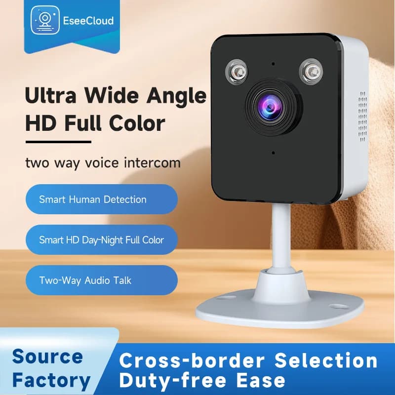 Telecamera IP Wireless a Colori 3MP 1296P con App Eseecloud, Rilevamento Umanoide AI, Tracciamento Automatico, Sicurezza CCTV, Baby Monitor