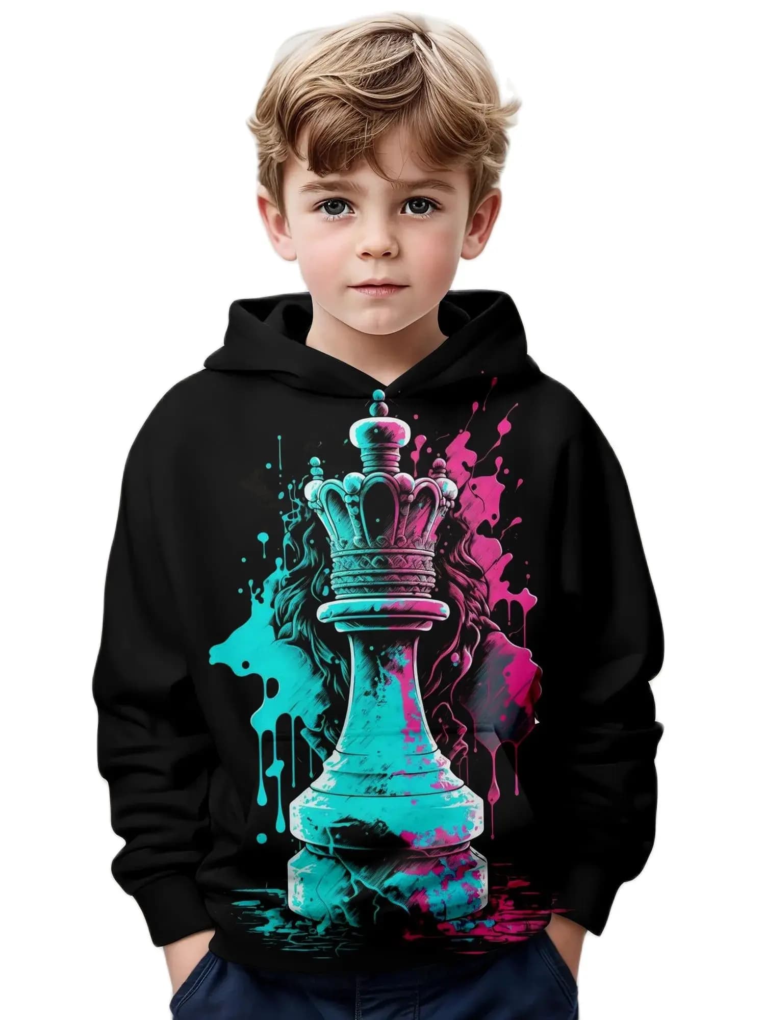 Abbigliamento per bambini Ragazzi Felpe con cappuccio Manica lunga Trendy Scacchi Stampa Abbigliamento per ragazza Bambini Primavera Autunno Abbigliamento Abbigliamento per bambini Pullover Top