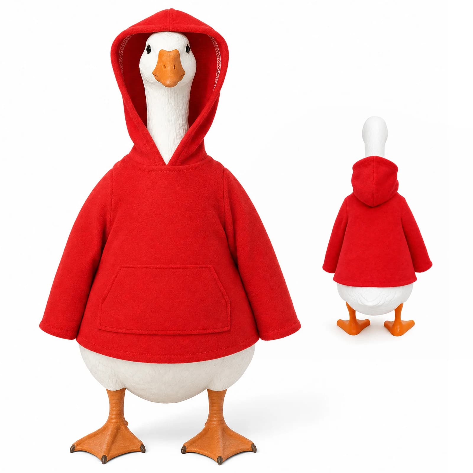 23 Inch Red Hoodie Porch Goose Outfits Decorative Outdoor Statue Costume Lawn Goose Statue Clothing for Garden Terrace Decor