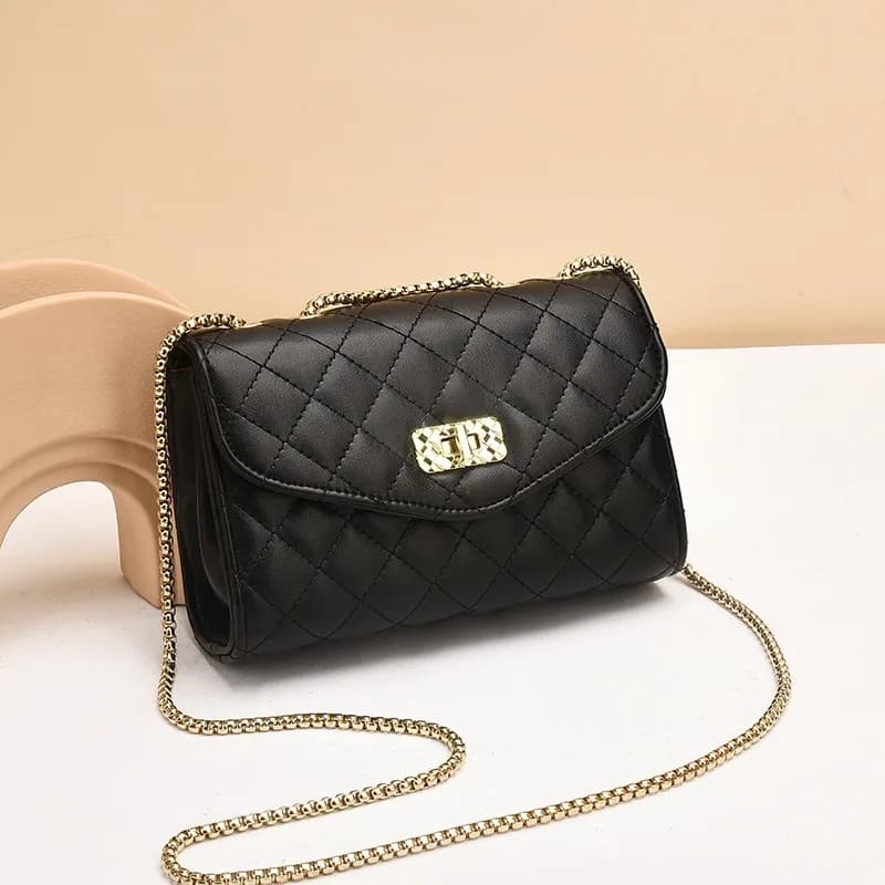 Nuova Borsa da Donna Personalizzata con Griglia a Diamanti, Elegante Borsa a Tracolla con Chiusura a Catenella, Semplice ed Elegante