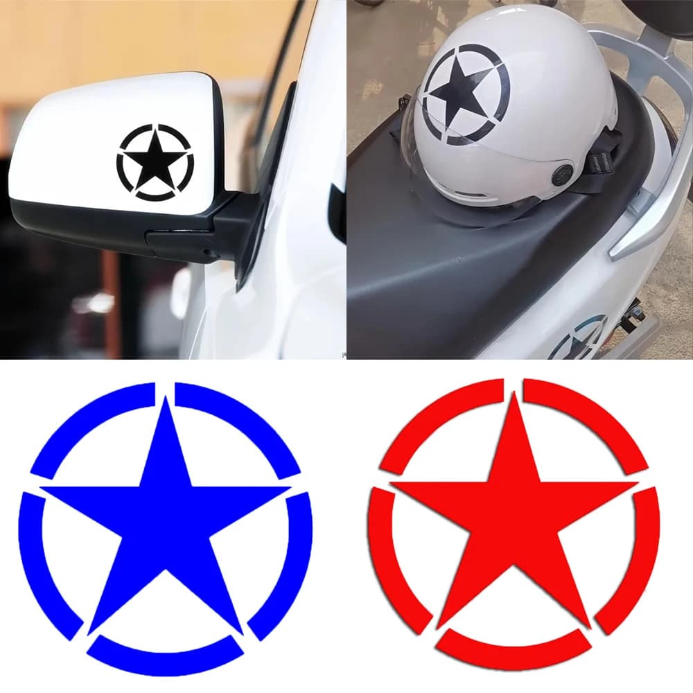 1pc Esercito Stella a cinque punte Refit Adesivi Adesivi per moto per serbatoio carburante Parafango Casco da corsa impermeabile Decalcomanie per auto creative