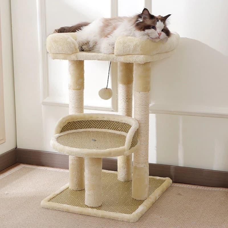 Small All‑In‑One Cat Tree Tower With Space Capsule Sisal Scratching Post Cat Bed Indoor Household Pet Cat Climbing PlayFurniture