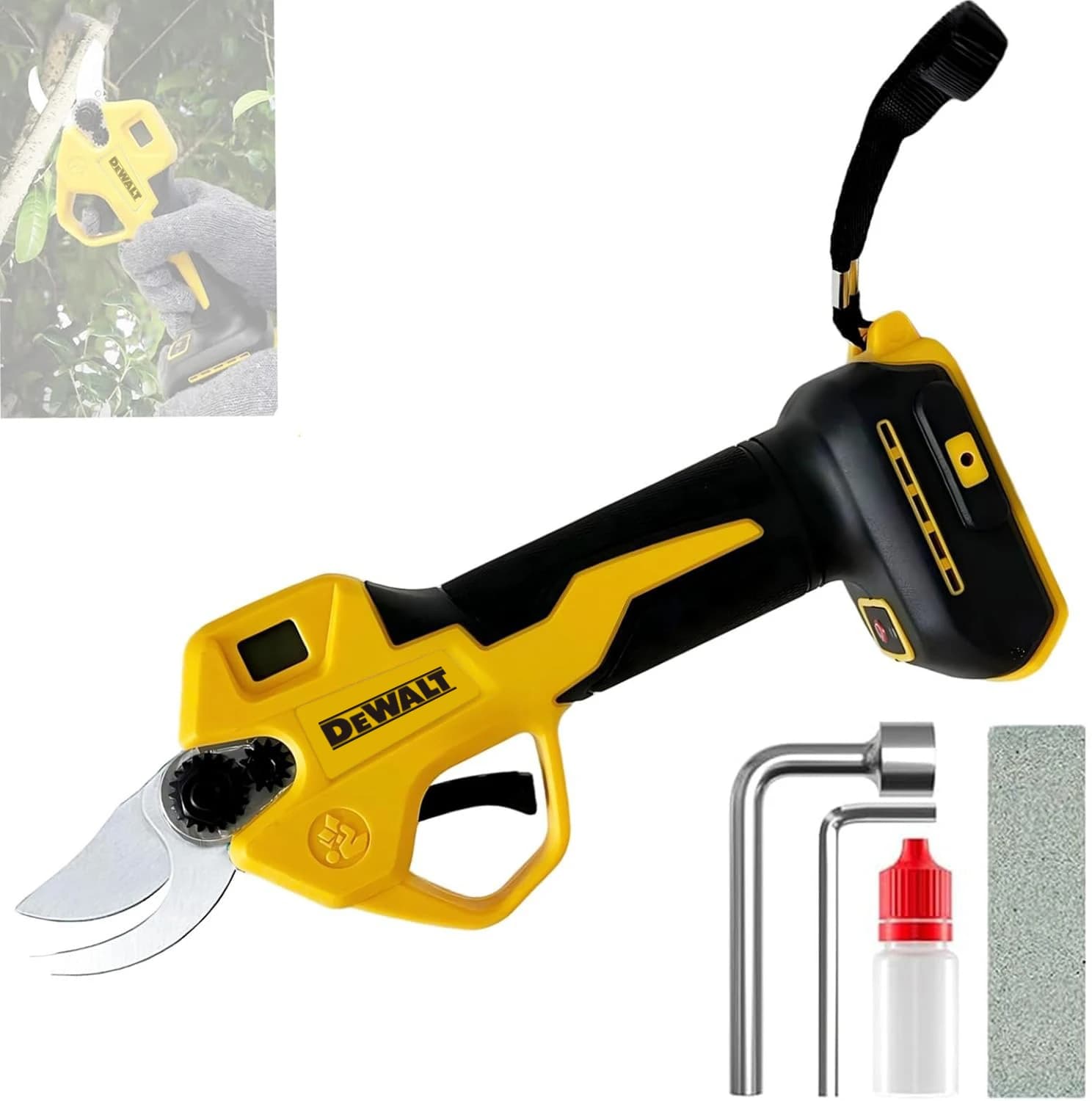 Forbici Elettriche per Potatura Dewalt Brushless 45mm, Compatibili con Batteria Dewalt 20V, Cesoie Elettriche Senza Fili per Alberi da Frutto e Bonsai
