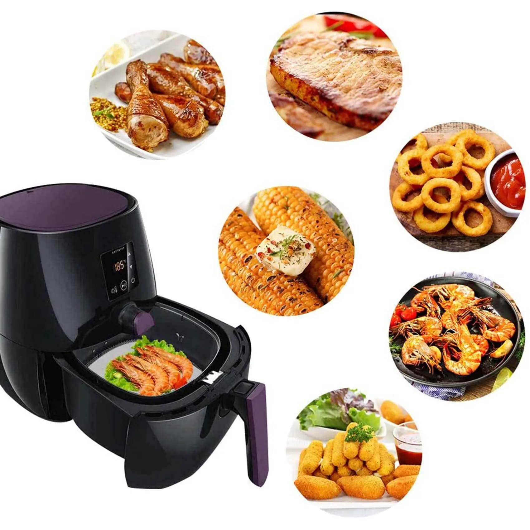 400Pcs Air Fryer Parchment Paper Perforated Unbleached Square Air Fryer Liners Steaming Parchment Liner-N37R
