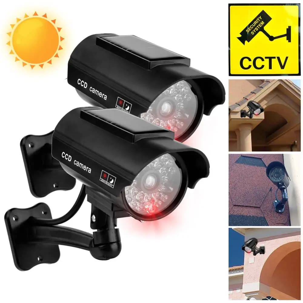 Outdoor Solar Simulation Camera Waterproof Dummy Camera Home Safe CCTV Surveillance Simulation Fake Camera LED Flashing Light