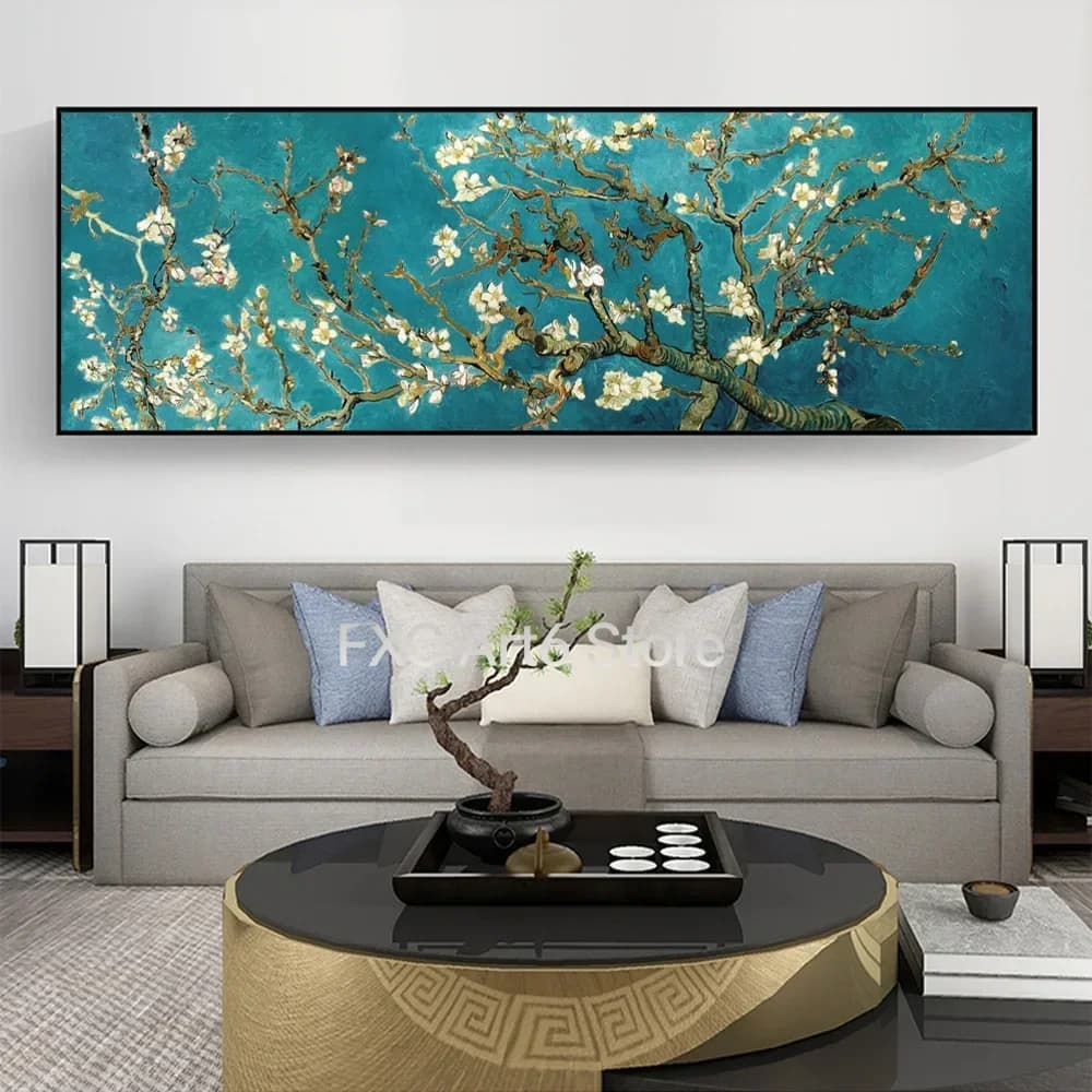 1PC frameless Van Gogh Famous Almond Blossom Oil Painting Reproduction Poster And Prints Canvas Wall Art Flower Picture Decor Fo