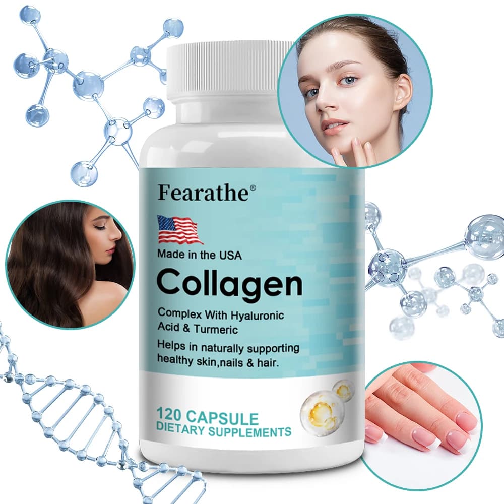 Integratore di Collagene Marino - con Acido Idrolizzato, Capsule per la Cura della Pelle, Rassodante per la Pelle, Favorisce la Crescita di Capelli e Unghie, Antiossidante